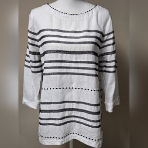 J. Jill Black and White Striped Blouse